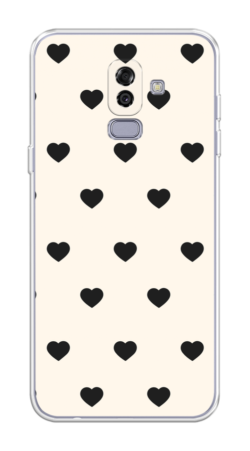 

Чехол на Samsung Galaxy J8 "Черные сердечки на белом", Черный;белый, 26550-1