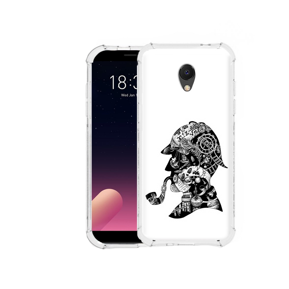 

Чехол MyPads Tocco для Meizu M6S мужчина с трубкой абстракция, Прозрачный, Tocco