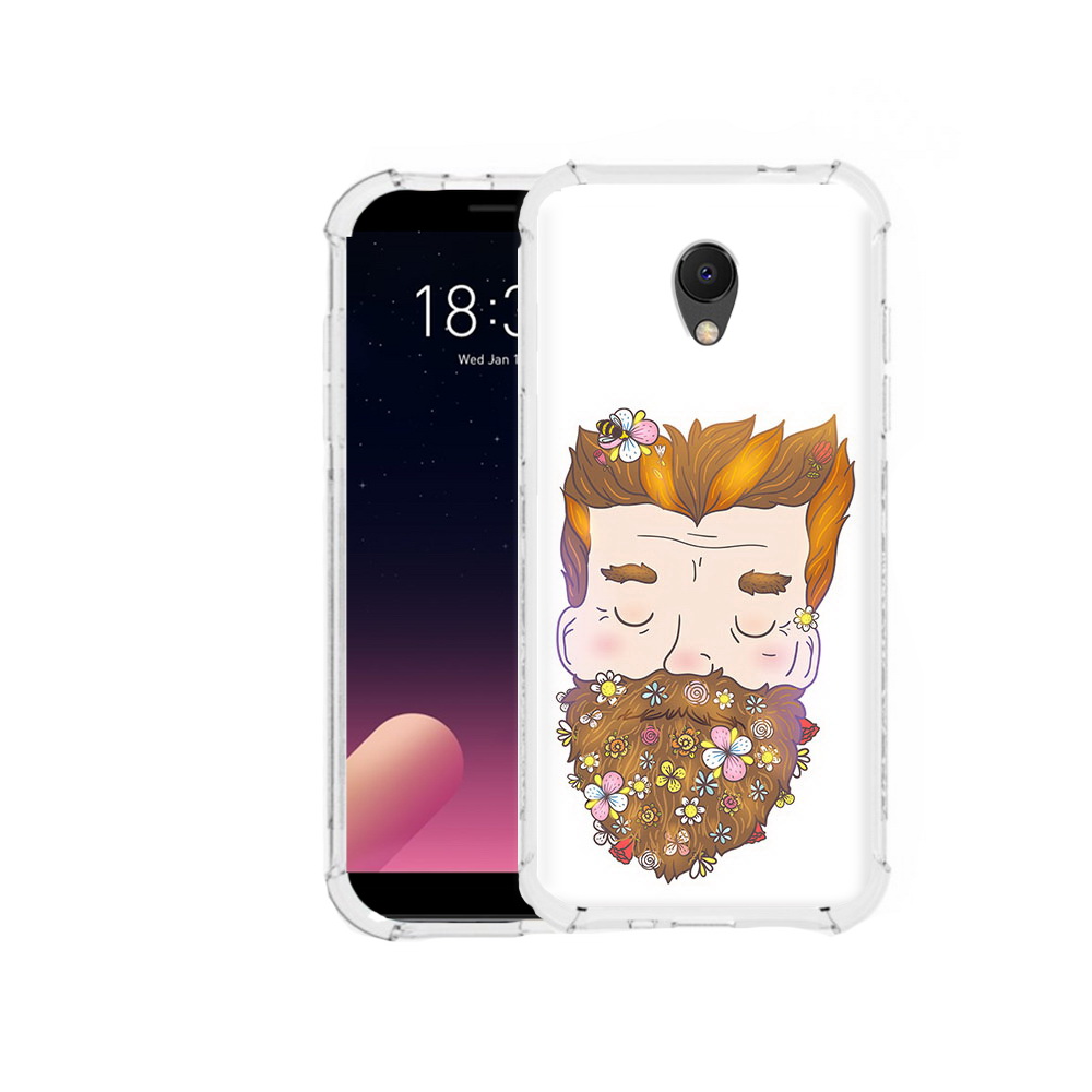 

Чехол MyPads Tocco для Meizu M6S мужчина с цветами в бороде, Прозрачный, Tocco