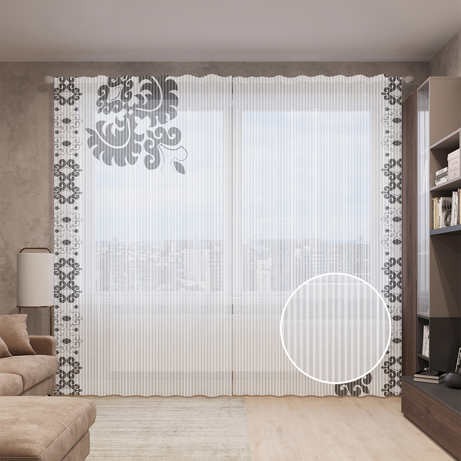 

Тюль вуаль на шторной ленте с принтом JoyArty "Восточная рамка", 310х265 см, Восточная рамка