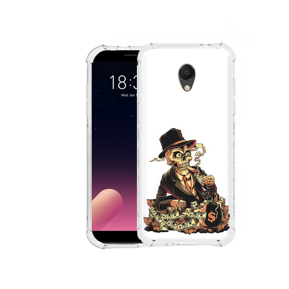 

Чехол MyPads Tocco для Meizu M6S нарисованный череп с сигаретой, Прозрачный, Tocco