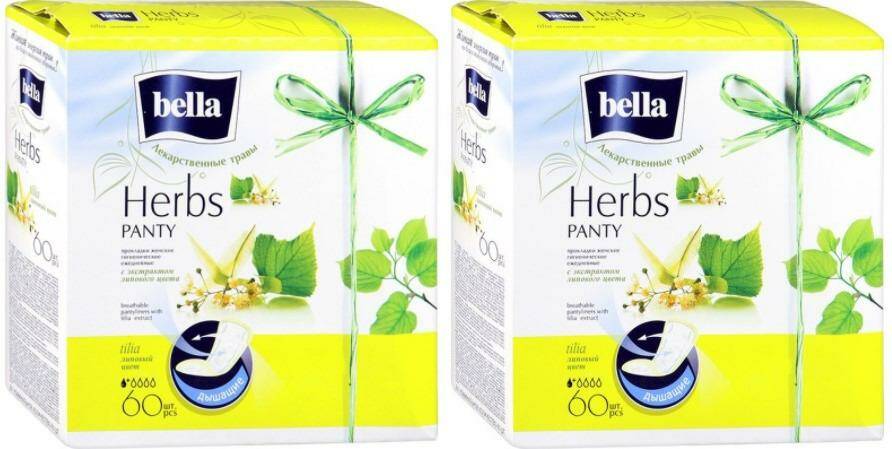 Прокладки Bella ежедневные PANTY HERBS Tilia с экстрактом липового цвета, 60шт. х 2уп.