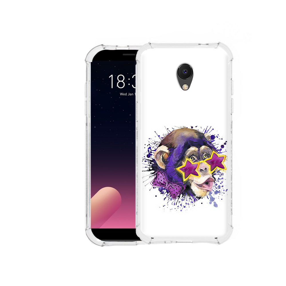 

Чехол MyPads Tocco для Meizu M6S обезьяна в очках, Прозрачный, Tocco