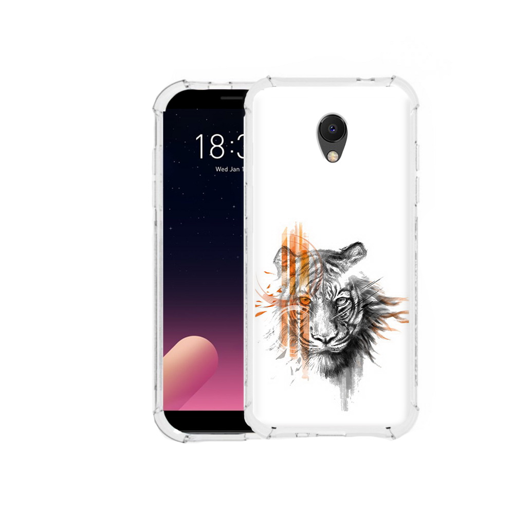 

Чехол MyPads Tocco для Meizu M6S огненный тигр, Прозрачный, Tocco