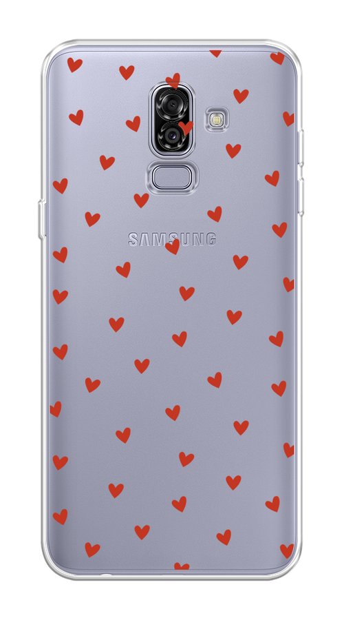 

Чехол на Samsung Galaxy J8 "Red hearts", Красный;прозрачный, 26550-1