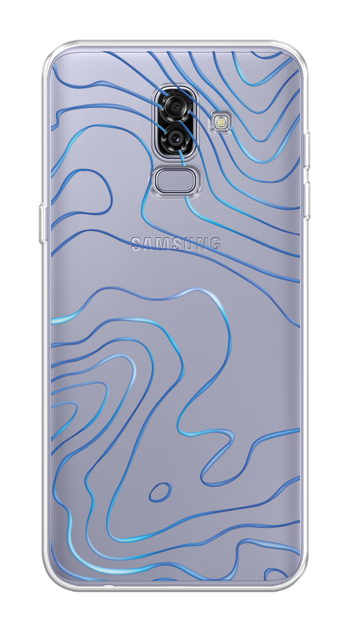 

Чехол на Samsung Galaxy J8 "Blue lines", Прозрачный;синий, 26550-1
