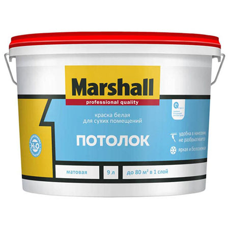 Краска водно-дисперсионная, акриловая для потолков Marshall Потолок портативная акустика marshall emberton bt