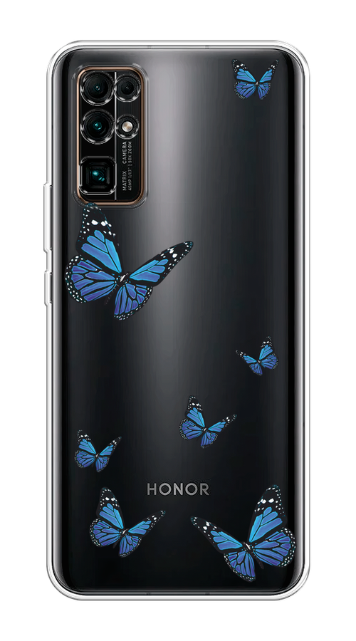

Чехол на Honor 30 "Blue butterflies", Синий;черный, 612150-1