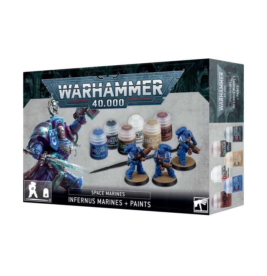 

Набор для игры Games Workshop Warhammer 40000: Infernus Marines + Paints Set 60-11, Space Marines - Infernus Marines + Paints Set