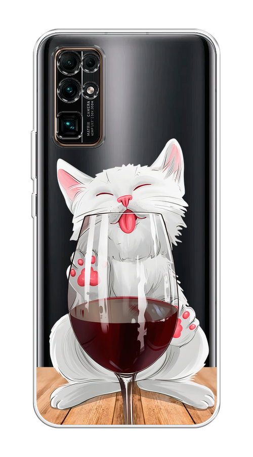 

Чехол на Honor 30 "Кот с бокалом", Прозрачный;белый;красный, 612150-1