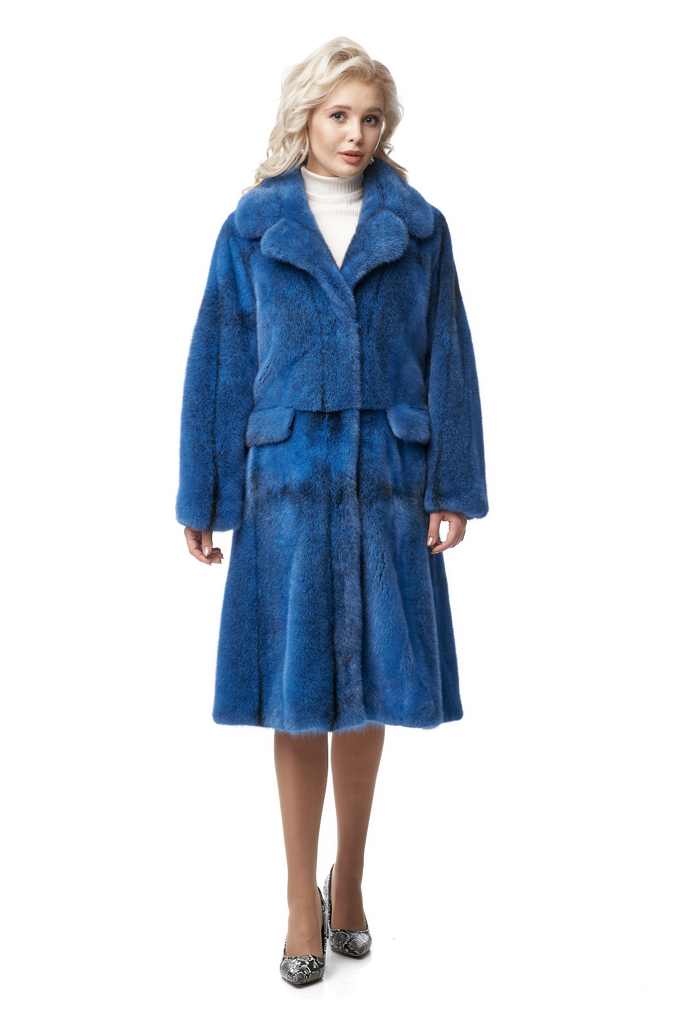 

Шуба женская МОСМЕХА 8010880 синяя 52 RU, 8010880