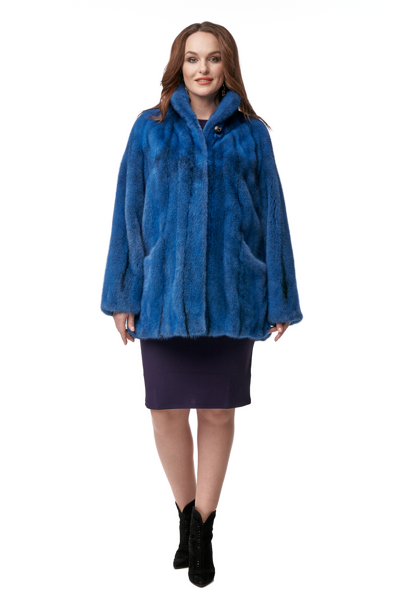 

Шуба женская МОСМЕХА 8010914 синяя 54 RU, 8010914