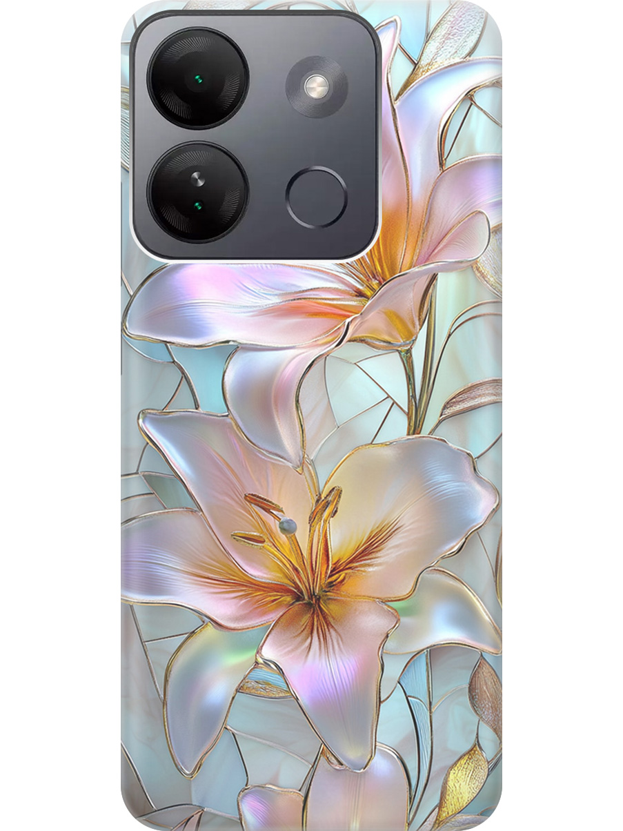 

Силиконовый чехол на Infinix Smart 7 HD с принтом "Витраж с лилиями", Прозрачный;белый;голубой;розовый, 769392023