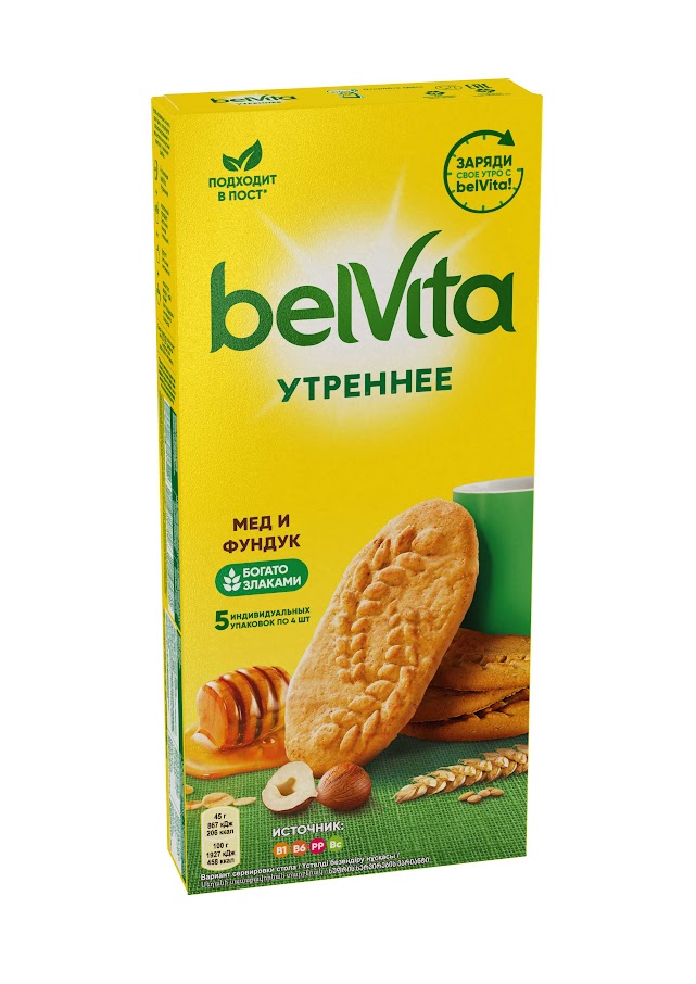 Печенье утреннее BelVita мед и фундук 225 г