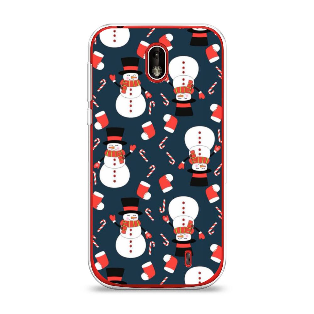 

Чехол на Nokia 1 "Синие снеговики", Синий;белый;красный, 121250-5