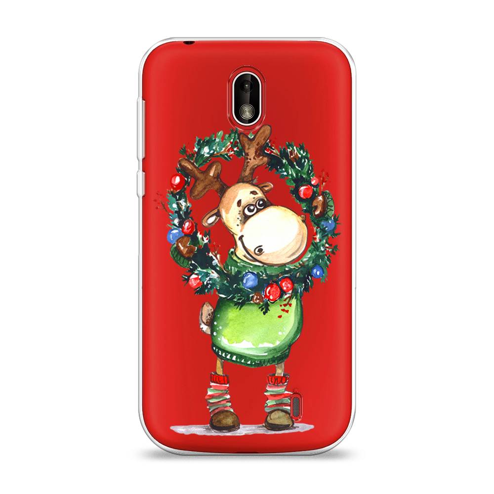 

Чехол на Nokia 1 "Олень с новогодним венком", 121250-4
