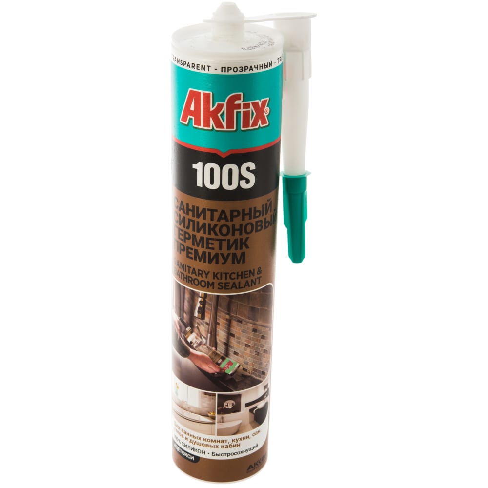 Санитарный герметик для кухни и ванной Akfix 100S прозрачный, 310 мл SA031