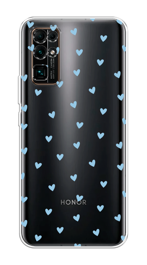 

Чехол на Honor 30 "Голубые сердечки паттерн", Голубой;прозрачный, 612150-1
