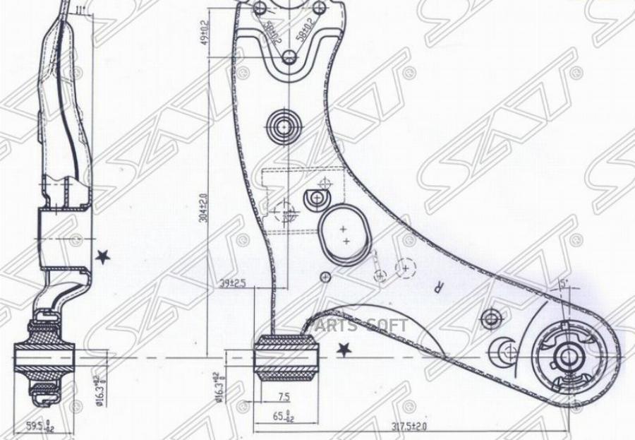 

SAT Рычаг нижний TOYOTA PRIUS 12-/COROLLA/RUMION/MARK X/AURIS/BLADE/SCION/ZELAS/LEXUS HS25