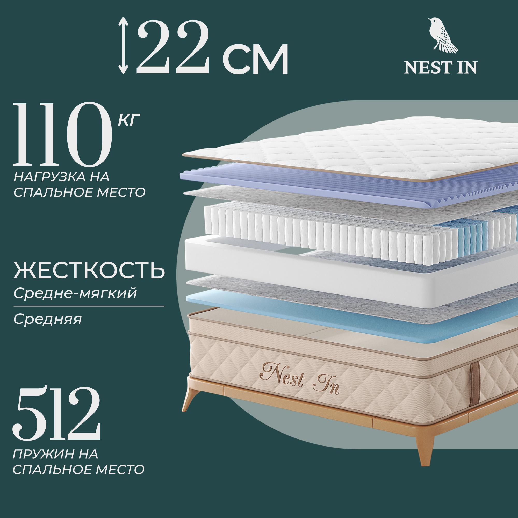 

Матрас с независимыми пружинами Nest In Marabu 140х190, Бежевый, Marabu
