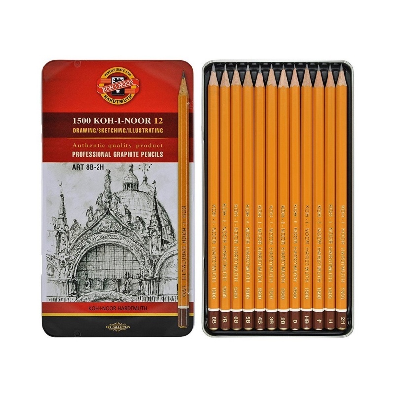 

Карандаши чернографитные Koh-I-Noor 1500 Art, 8B-2H, заточенные, 1502012008PLRU 12 шт.