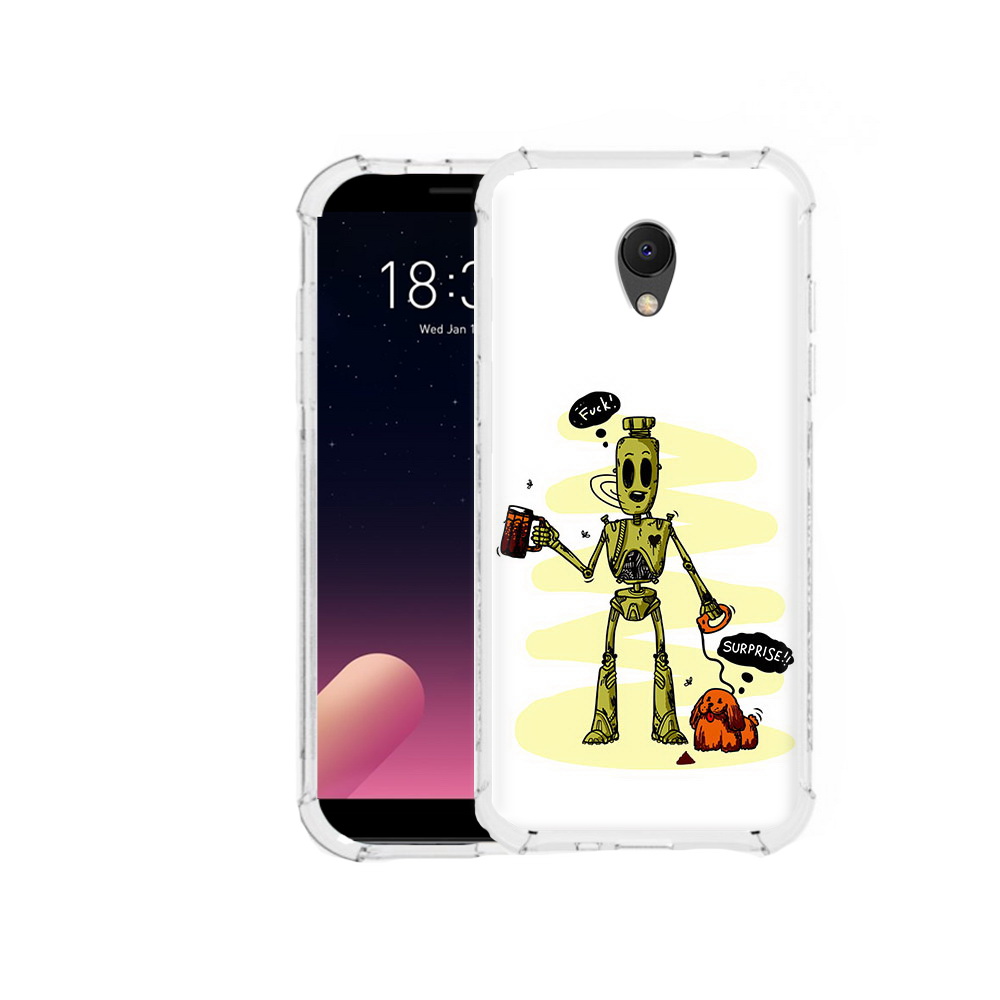

Чехол MyPads Tocco для Meizu M6S прикольный робот, Прозрачный, Tocco