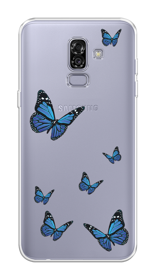 

Чехол на Samsung Galaxy J8 "Blue butterflies", Синий;черный, 26550-1