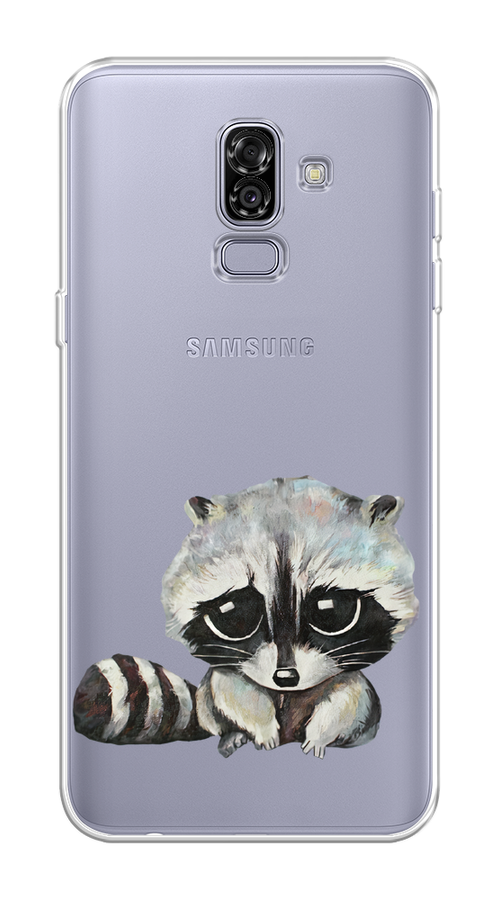 

Чехол на Samsung Galaxy J8 "Большеглазый енот", Серый;черный;прозрачный, 26550-1