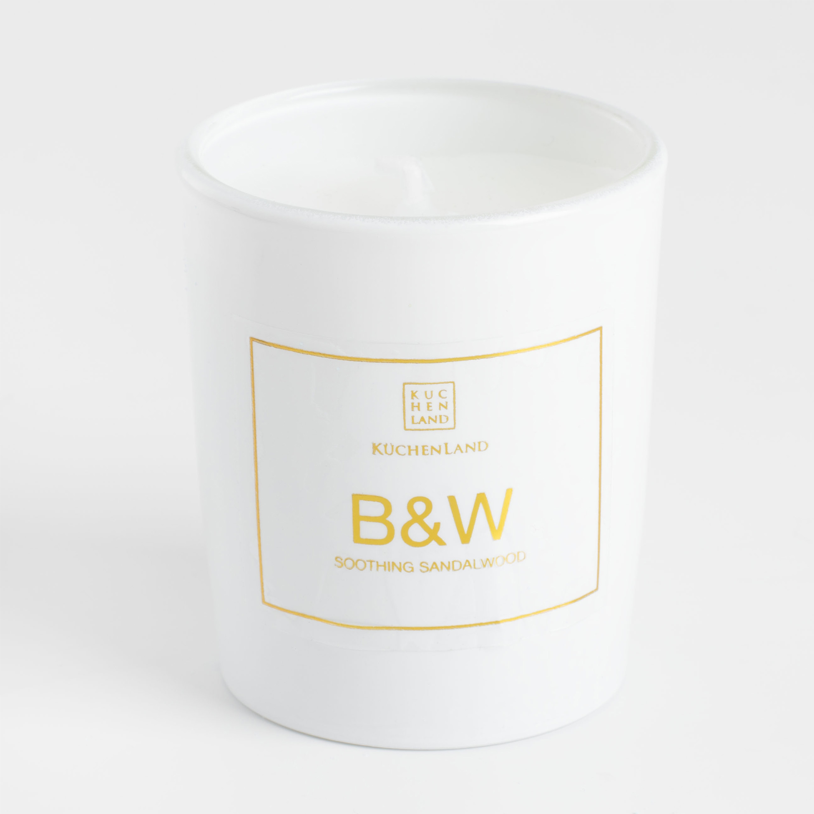

Свеча ароматическая, 6 см, в подсвечнике, стекло, белая, Soothing Sandalwood, B&W