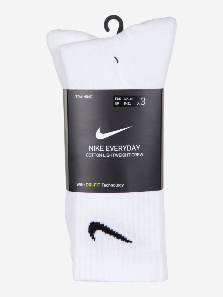 Комплект носков унисекс Nike 3PPK Value Cotton Crew-SMLX белых M, 3 пары