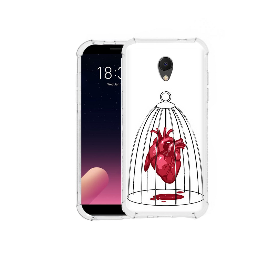 

Чехол MyPads Tocco для Meizu M6S сердце в клетке, Прозрачный, Tocco