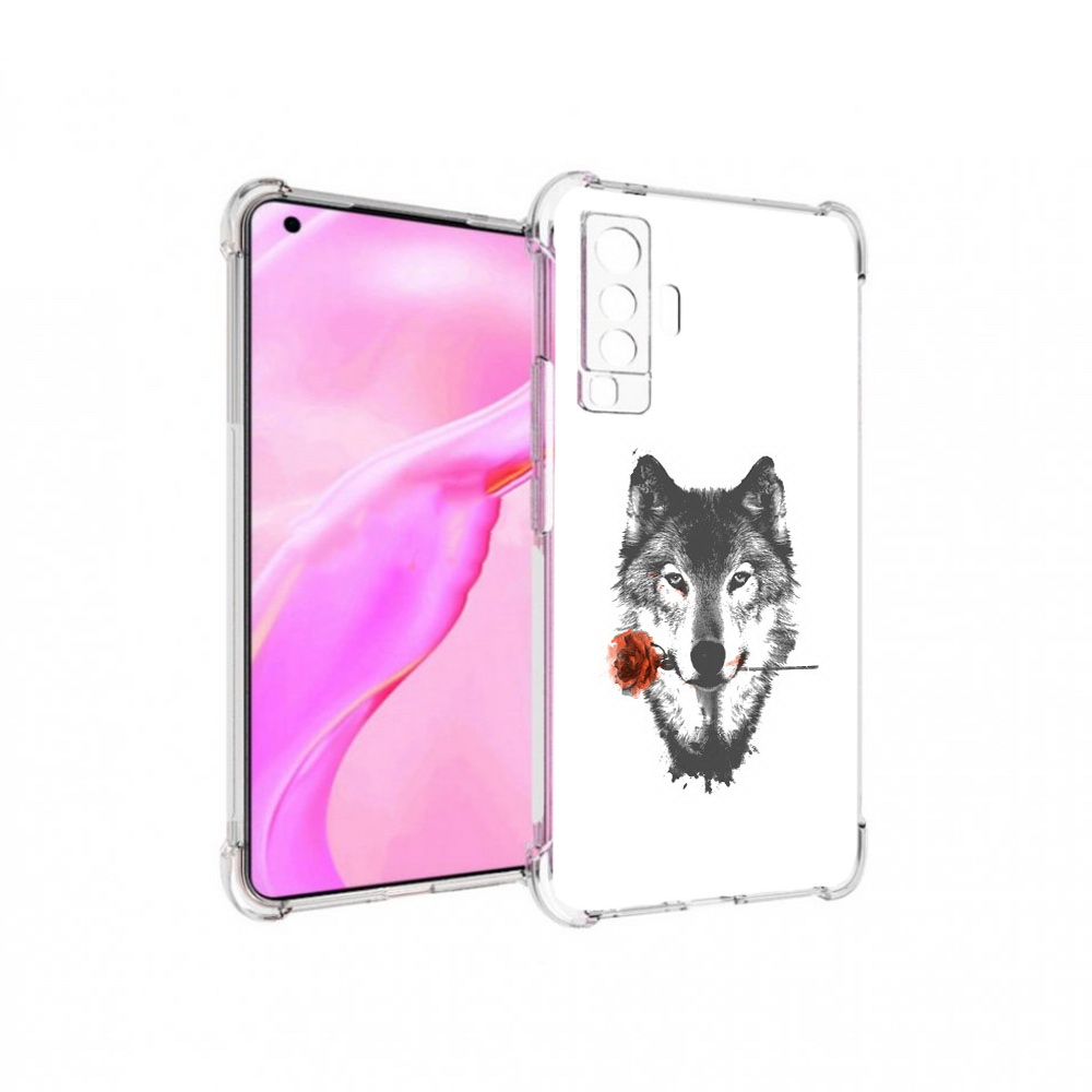 

Чехол MyPads Tocco для Vivo X50 волк с розой (PT226969.391.270), Прозрачный, Tocco