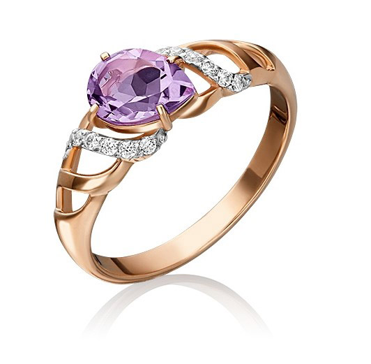 

Кольцо из золота с фианитом/аметистом р. 19,5 PLATINA jewelry 01-4137-00-209-1110-46, 01-4137-00-209-1110-46
