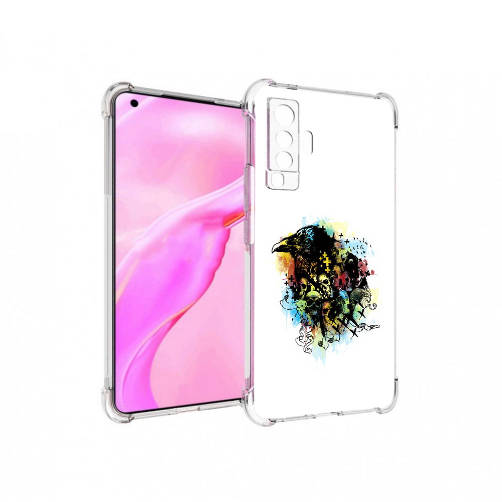 

Чехол MyPads Tocco для Vivo X50 ворон и черепа (PT226969.391.273), Прозрачный, Tocco