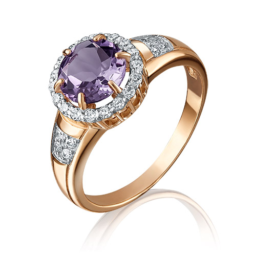 

Кольцо из золота р. 17 PLATINA jewelry 01-4253-00-209-1110-46, фианит\аметист, 01-4253-00-209-1110-46