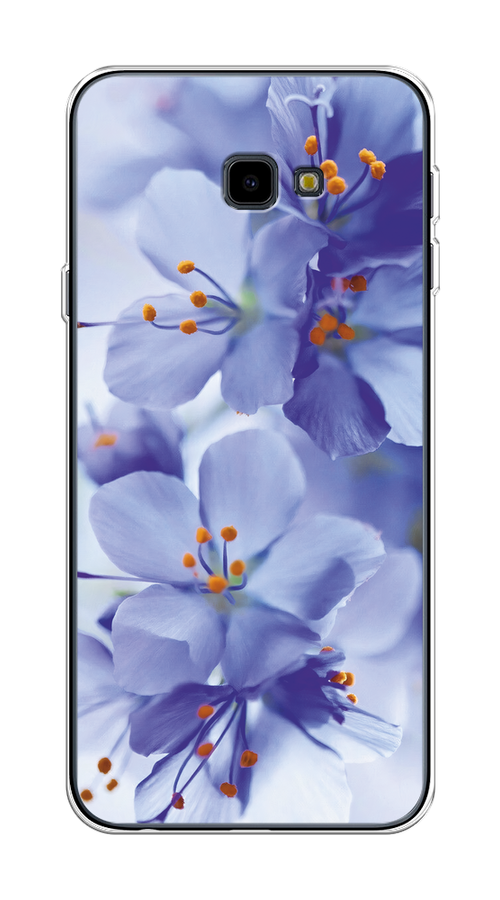 

Чехол на Samsung Galaxy J4 Plus 2018 "Фиолетовые цветки", Фиолетовый;синий, 26850-1