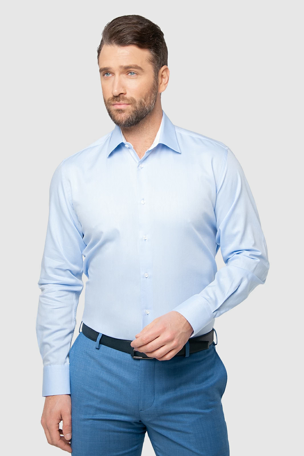Рубашка мужская Kanzler 3S-401SL-1124-12 голубая 41