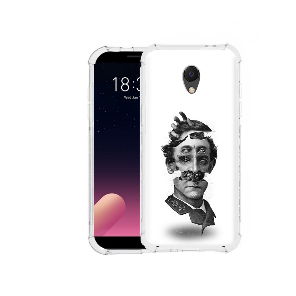 

Чехол MyPads Tocco для Meizu M6S страшное лицо абстракция, Прозрачный, Tocco