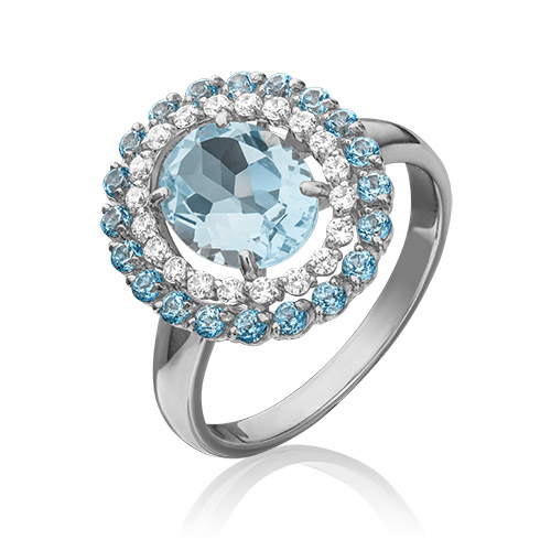 

Кольцо из белого золота р.  PLATINA jewelry 01-4301-00-207-1120-46, фианит/топаз, 01-4301-00-207-1120-46