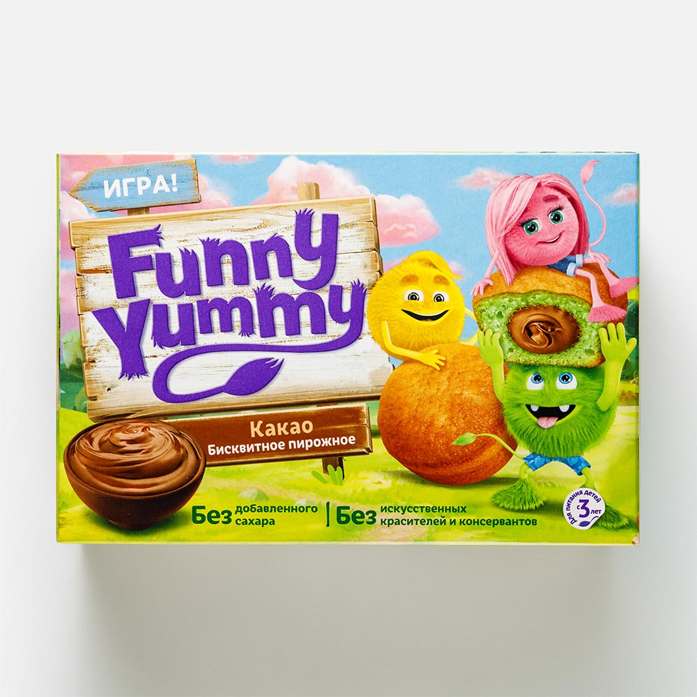 Бисквит Funny Yummy с начинкой из какао с 3 лет 100 г