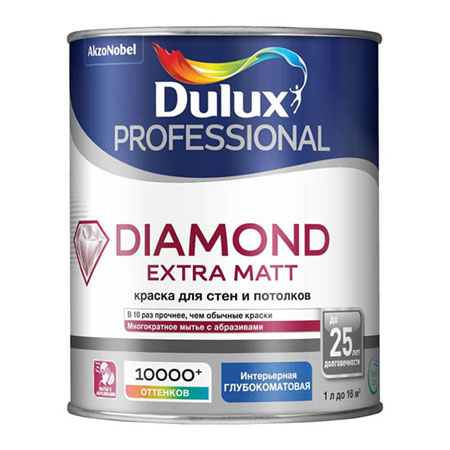 Краска для стен и потолков, глубокоматовая Dulux Diamond Extra Matt