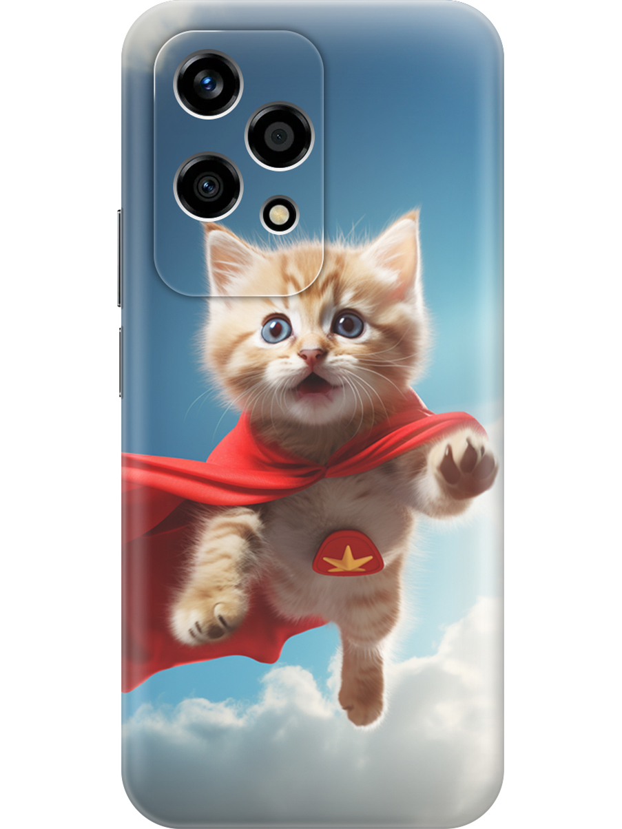 

Силиконовый чехол на Honor 200 lite с принтом "Летящий котенок", Прозрачный;белый;голубой;бежевый, 783979011