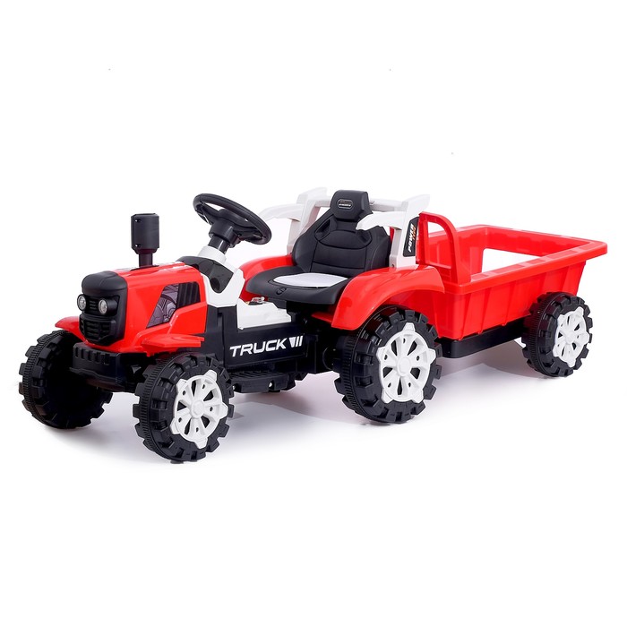 Электромобиль «Трактор», с прицепом, 2 мотора, цвет красный электромобиль квадроцикл 2 мотора красный sima land