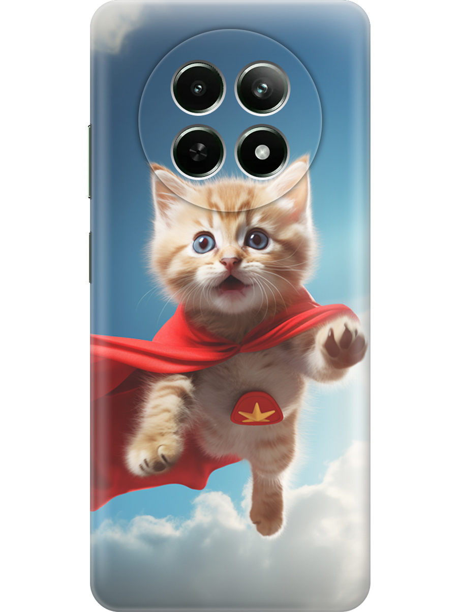 

Силиконовый чехол на Realme 12 5g с принтом "Летящий котенок", Прозрачный;белый;голубой;бежевый, 783982611