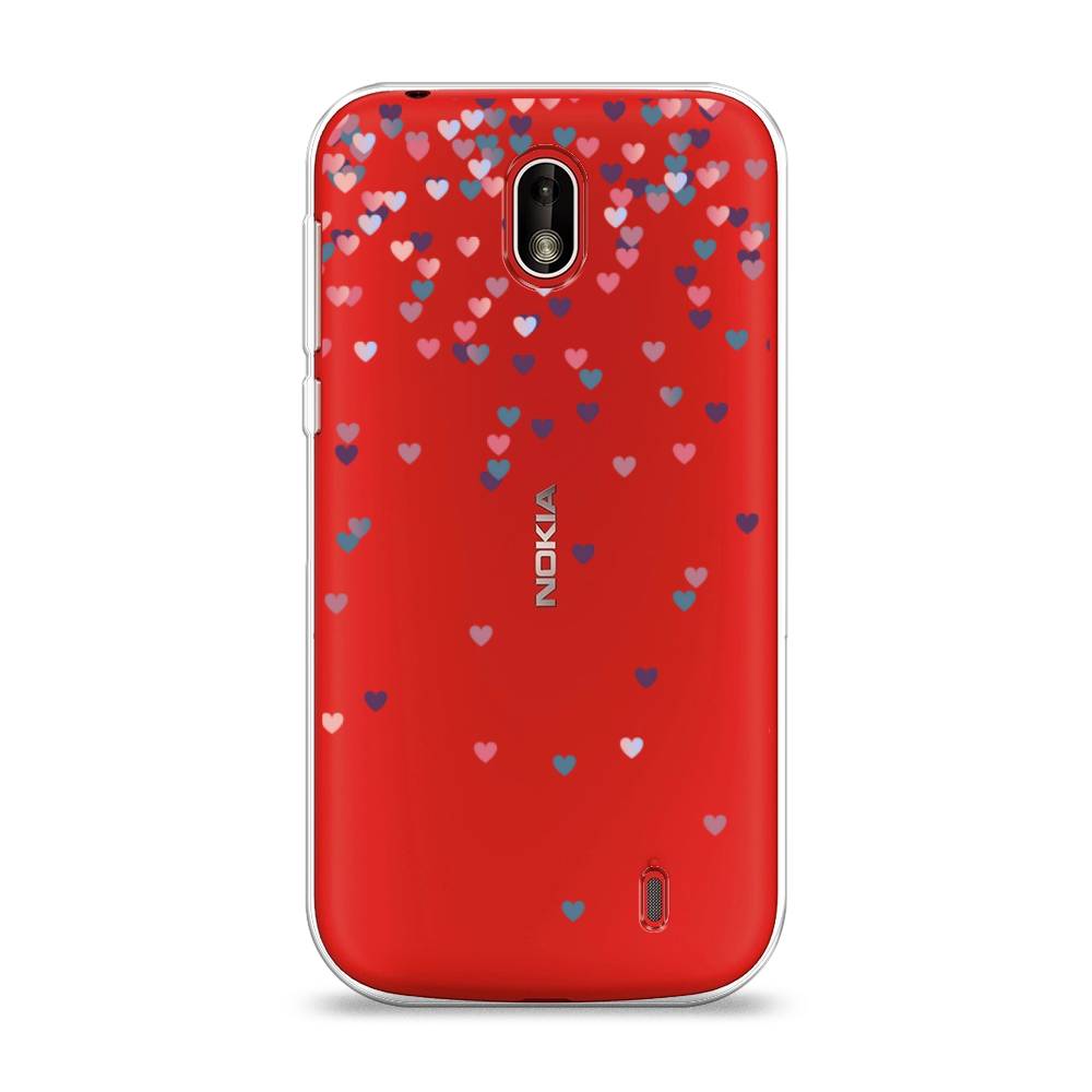 

Чехол на Nokia 1 "Посыпка сердечки", Розовый;фиолетовый, 121250-3