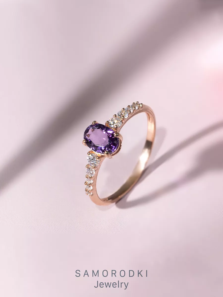 

Кольцо из серебра р. 19 SamoroDki Jewelry Кольцо1-04-289-13з, аметист/фианит, Кольцо1-04-289-13з