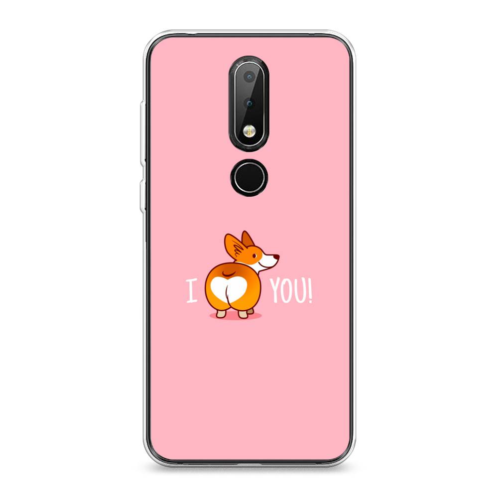 

Чехол на Nokia X6 "Корги I love you", Розовый;коричневый;белый, 121450-1