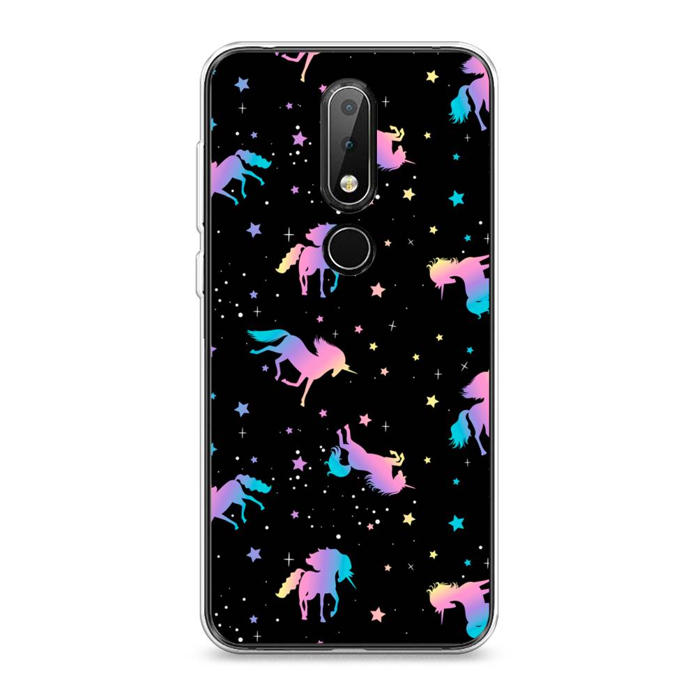 

Чехол на Nokia X6 "Единороги градиент", Черный;розовый;голубой, 121450-1