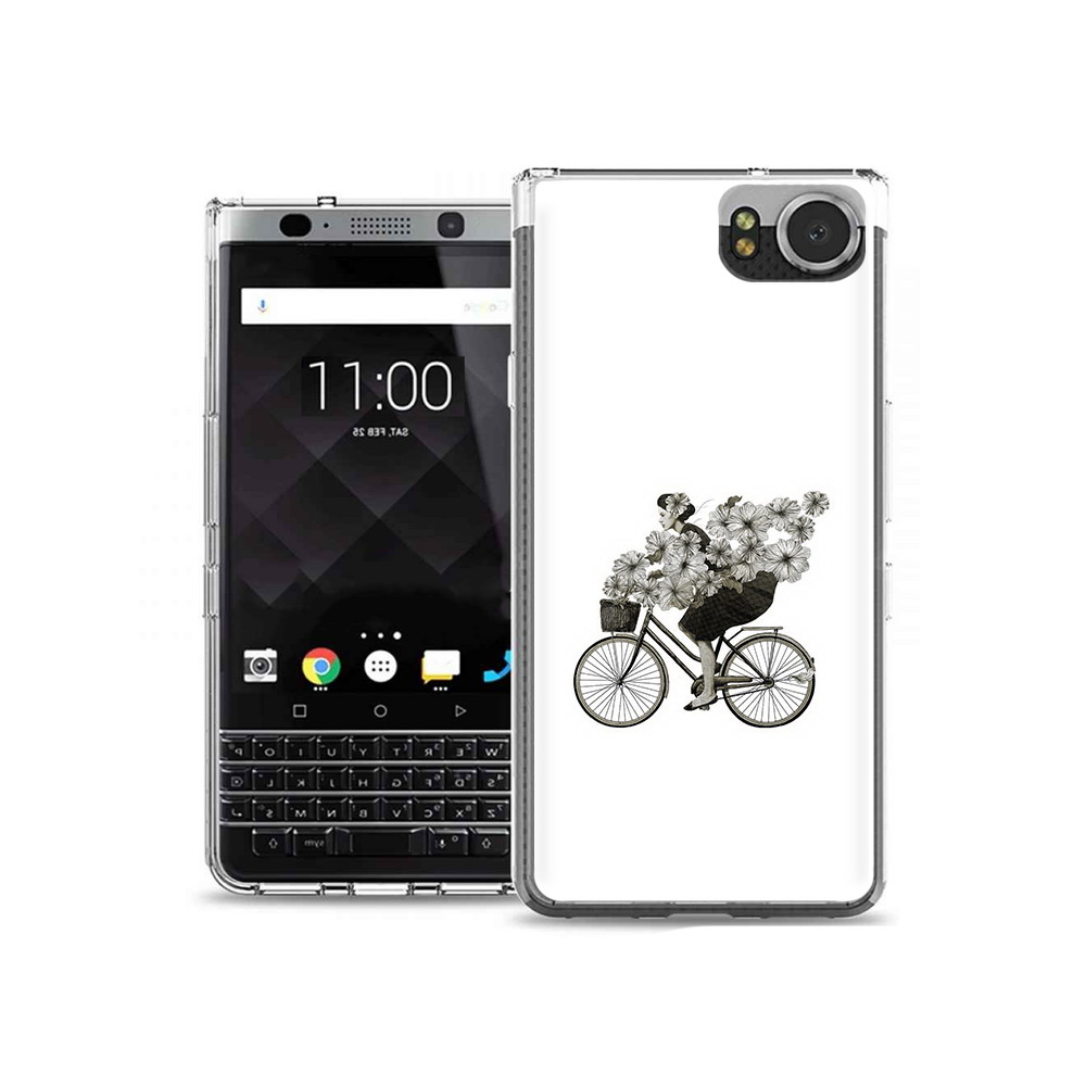 Чехол MyPads Tocco для BlackBerry KeyOne девушка на велосипеде с цветами