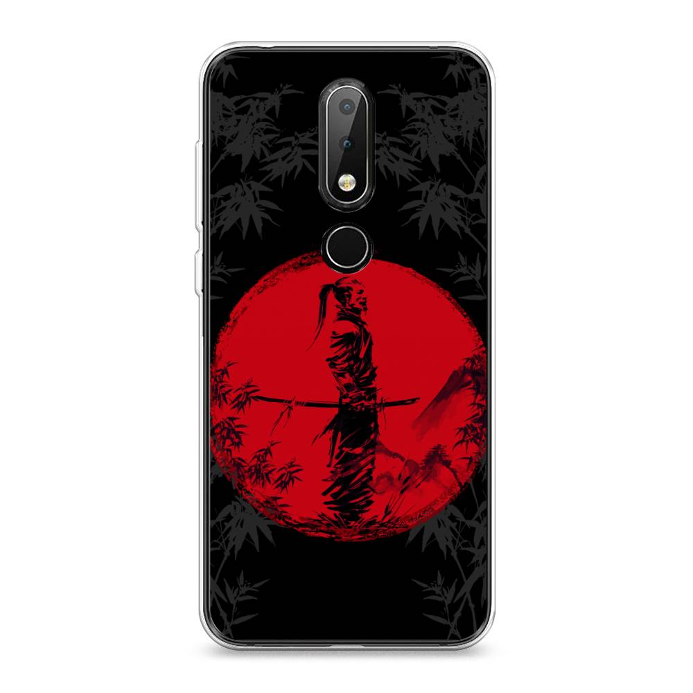 

Чехол на Nokia X6 "Самурай на красном фоне", Черный;красный;серый, 121450-4